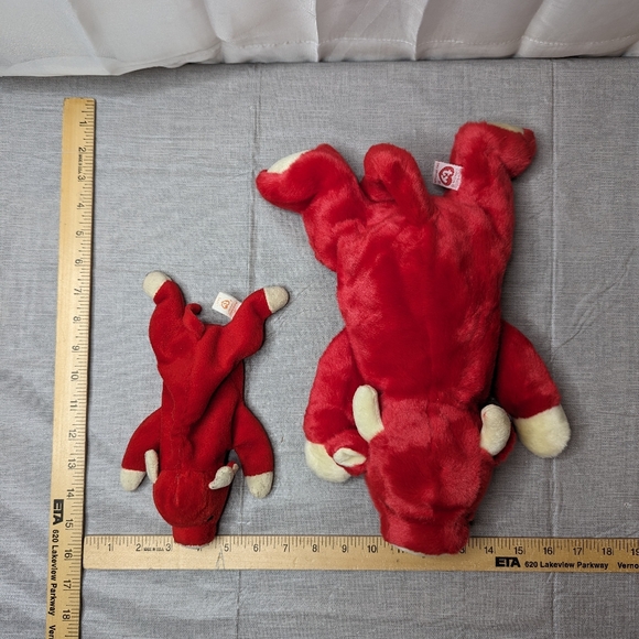 1995 1998 TY Beanie Buddies Babies Snort Red Bull Plush Toy 9" 15" Lot Of 2 - Picture 12 of 13
